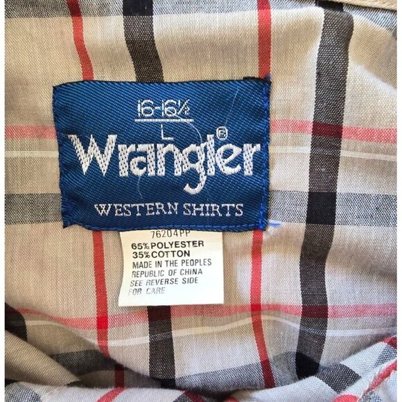 Vintage Wrangler Men's L Western Pearl Snap Short Sleeve Shirt Size 16.5 READ - Picture 4 of 5